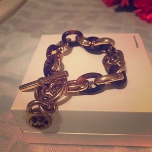 Michael Kors gold/tortoise link bracelet